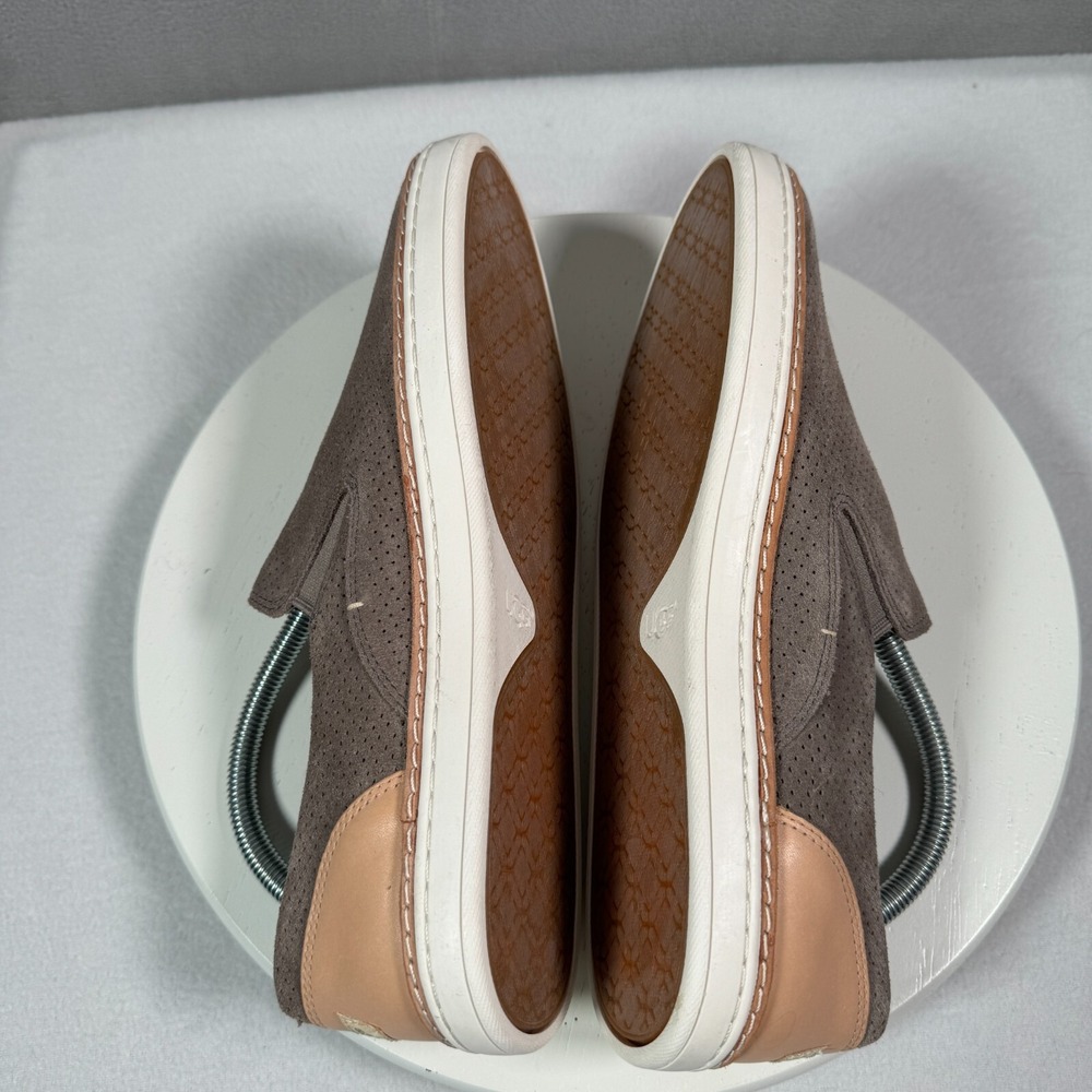 Ugg Adley Perf Slip On Sneaker Womens 9.5‎ Brown Tan Suede Leather Flat 1018375 - Picture 6 of 9